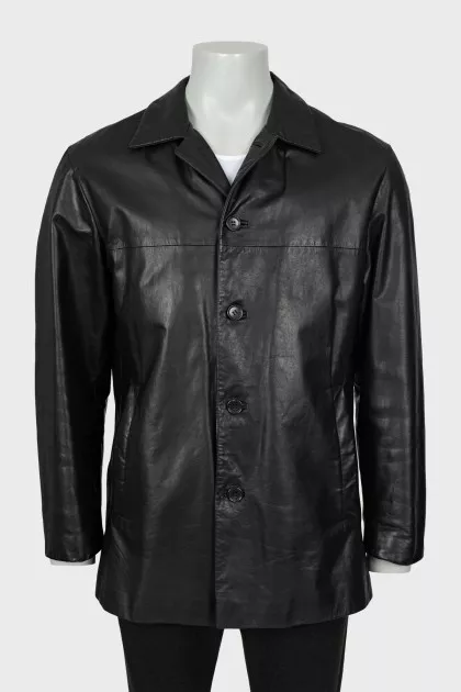 Men's Leather Jacket With Buttons