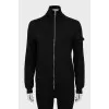 Cardigan with zip and raised seams