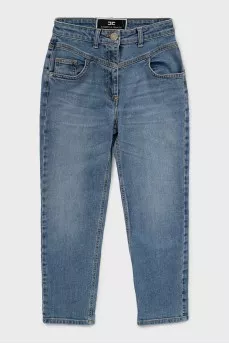 Blue jeans with raised seams