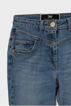 Blue jeans with raised seams