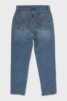 Blue jeans with raised seams