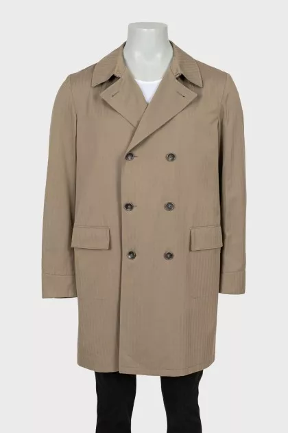 Men's Double Breasted Striped Coat