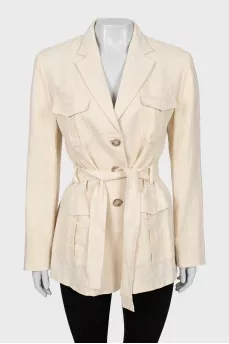 Linen jacket with belt