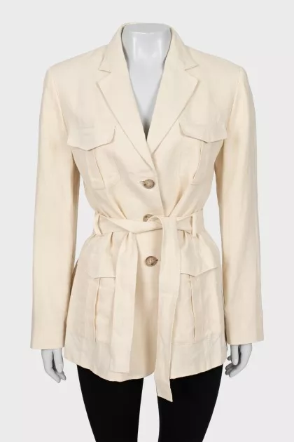 Linen jacket with belt