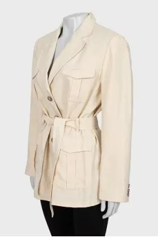 Linen jacket with belt