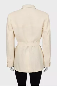 Linen jacket with belt