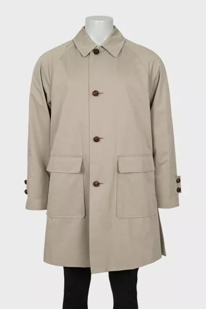 Mens vintage button down trench coat