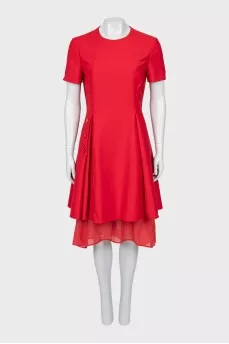 Red dress with double hem