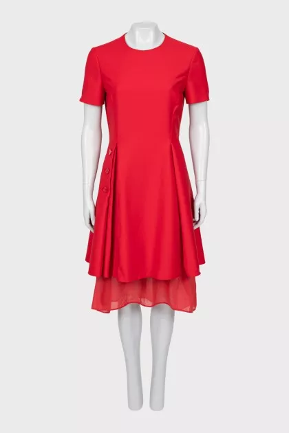 Red dress with double hem