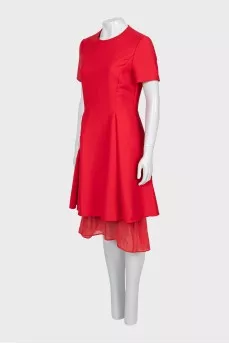 Red dress with double hem