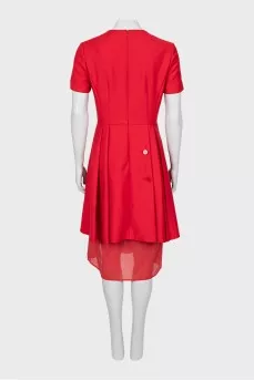 Red dress with double hem