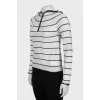 Striped jumper with a hood