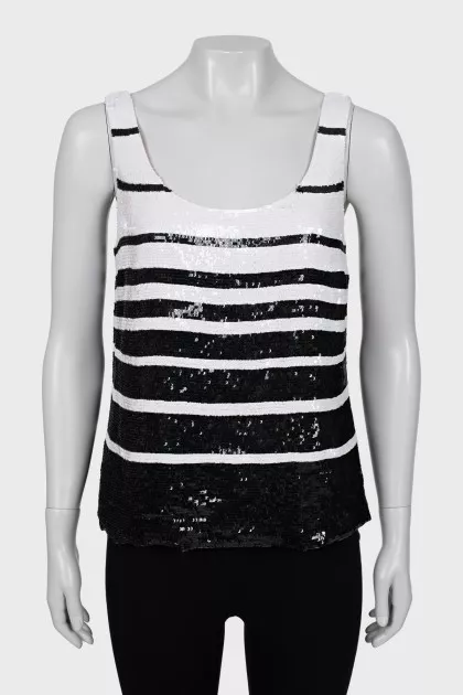 Silk T-shirt decorated with sequins
