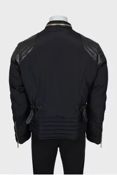Men's down jacket with leather inserts
