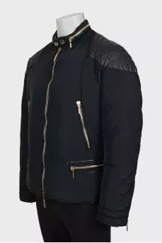 Men's down jacket with leather inserts