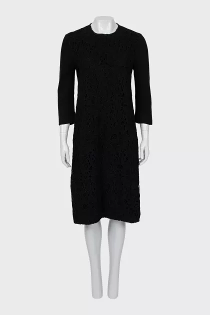 Black knitted dress with 3/4 sleeves
