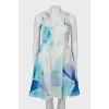 Fitted silk dress with print