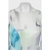 Fitted silk dress with print
