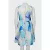 Fitted silk dress with print