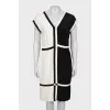 Black and white V-neck dress
