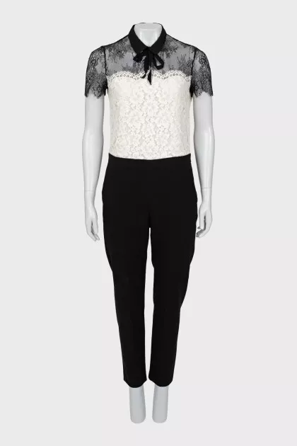 Black and white jumpsuit with lace