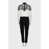 Black and white jumpsuit with lace