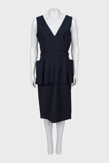 Wool dress with patch pockets