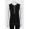 Knitted black and white tank top