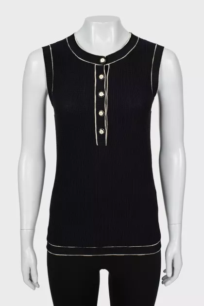 Knitted black and white tank top