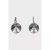 Silver earrings with black crystal