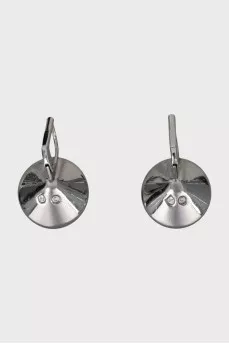 Серебристые серьги с черным кристаллом