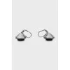 Silver earrings with black crystal