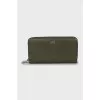 Green wallet with embossed leather