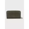 Green wallet with embossed leather