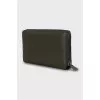 Green wallet with embossed leather