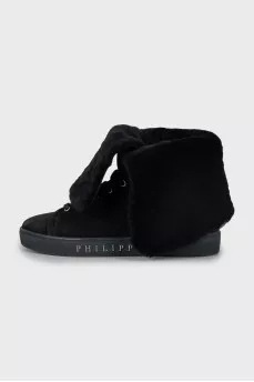 Insulated suede lace-up boots