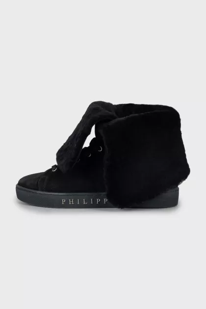 Insulated suede lace-up boots