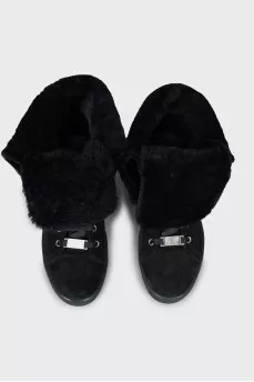 Insulated suede lace-up boots