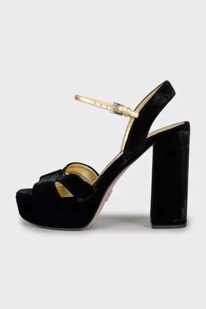 Velour high heel sandals