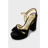 Velour high heel sandals