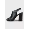 Leather sandals with metal studs