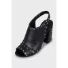 Leather sandals with metal studs