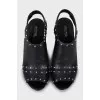 Leather sandals with metal studs