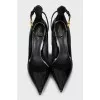 Leather black shoes with strap