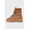 Brown boots with textile uppers