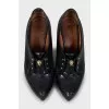 Leather shoes with gold decor