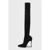 Ribbed textile over-the-knee boots