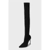 Ribbed textile over-the-knee boots