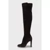 Brown block heel boots