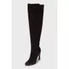 Brown block heel boots